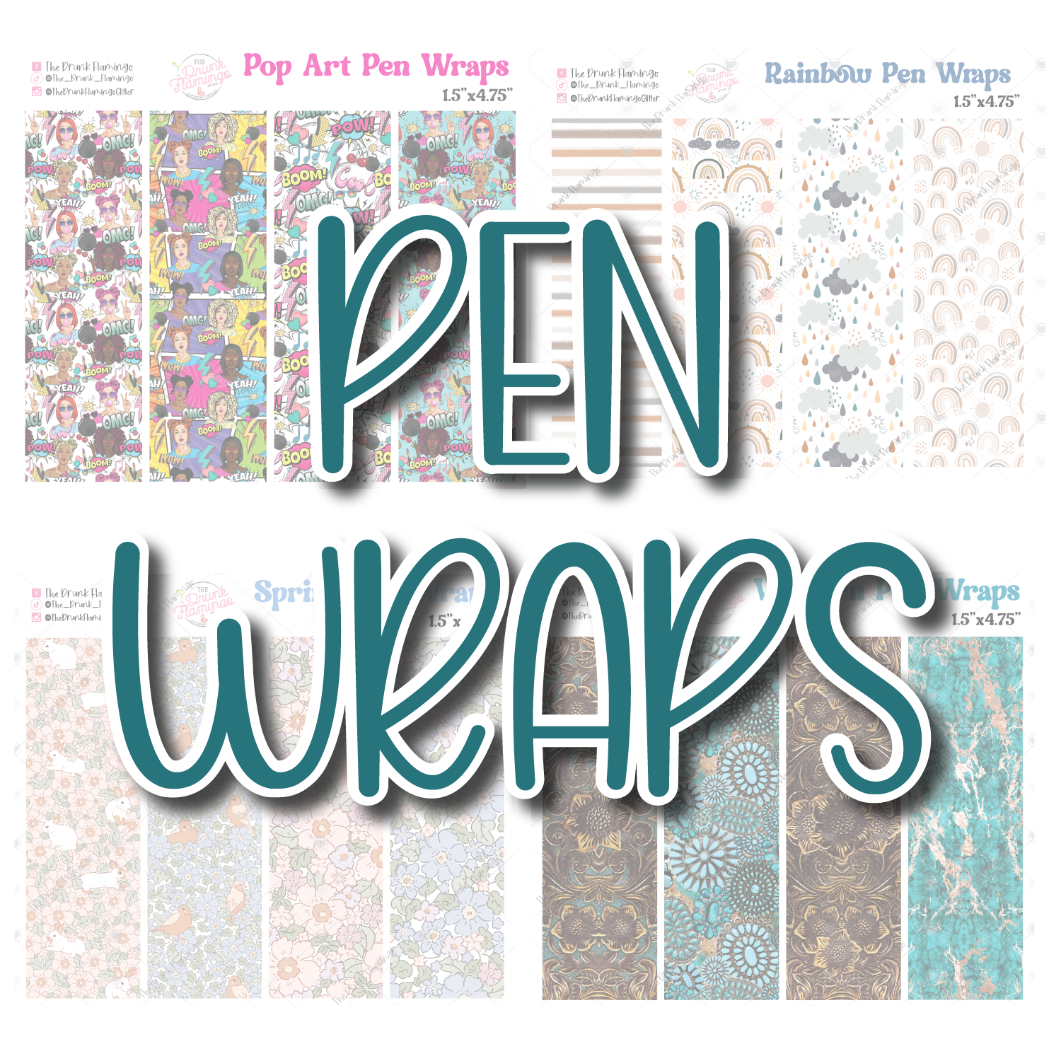 Pen Wraps – The Drunk Flamingo Glitter