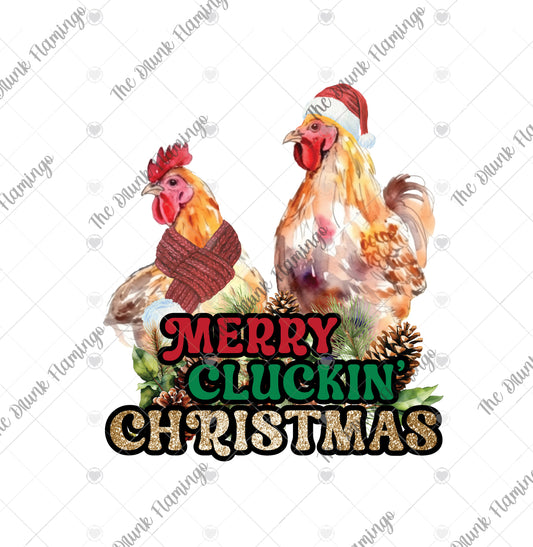 112- Merry Cluckin’ Christmas WHITE decal