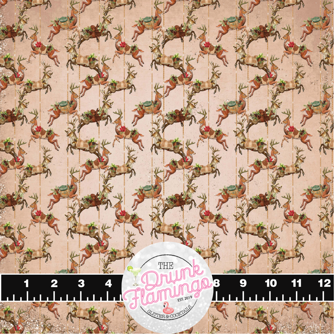 160- Pink Vintage Reindeer