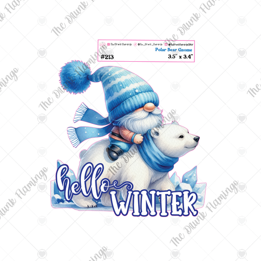 213- Polar Bear Gnome White Decal