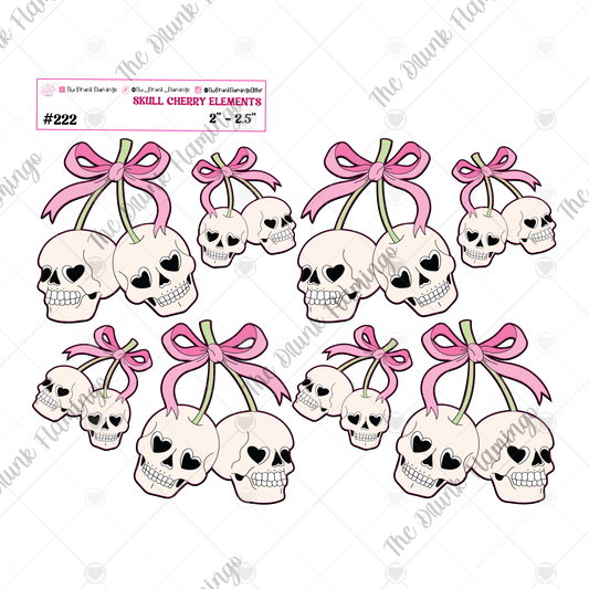 222- Skull Cherries White Decal