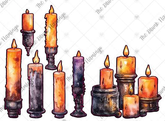 88-Halloween Candles WHITE backed decal