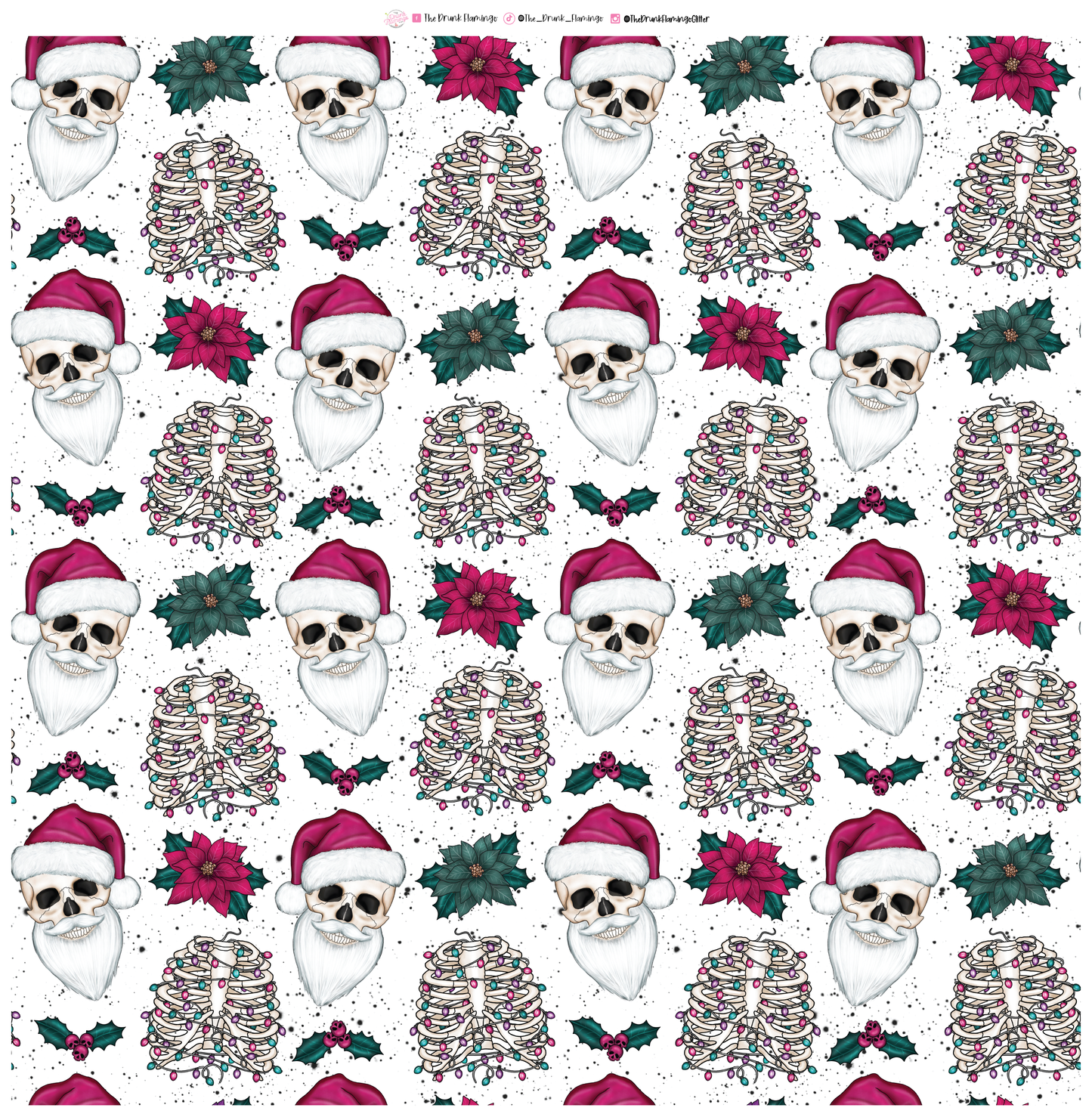 263- Skeleton Santas and Poinsettias