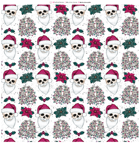 263- Skeleton Santas and Poinsettias