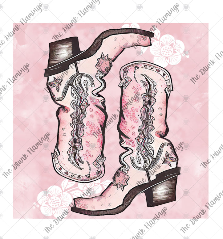 147- Western Boots Matchbox  WHITE decal