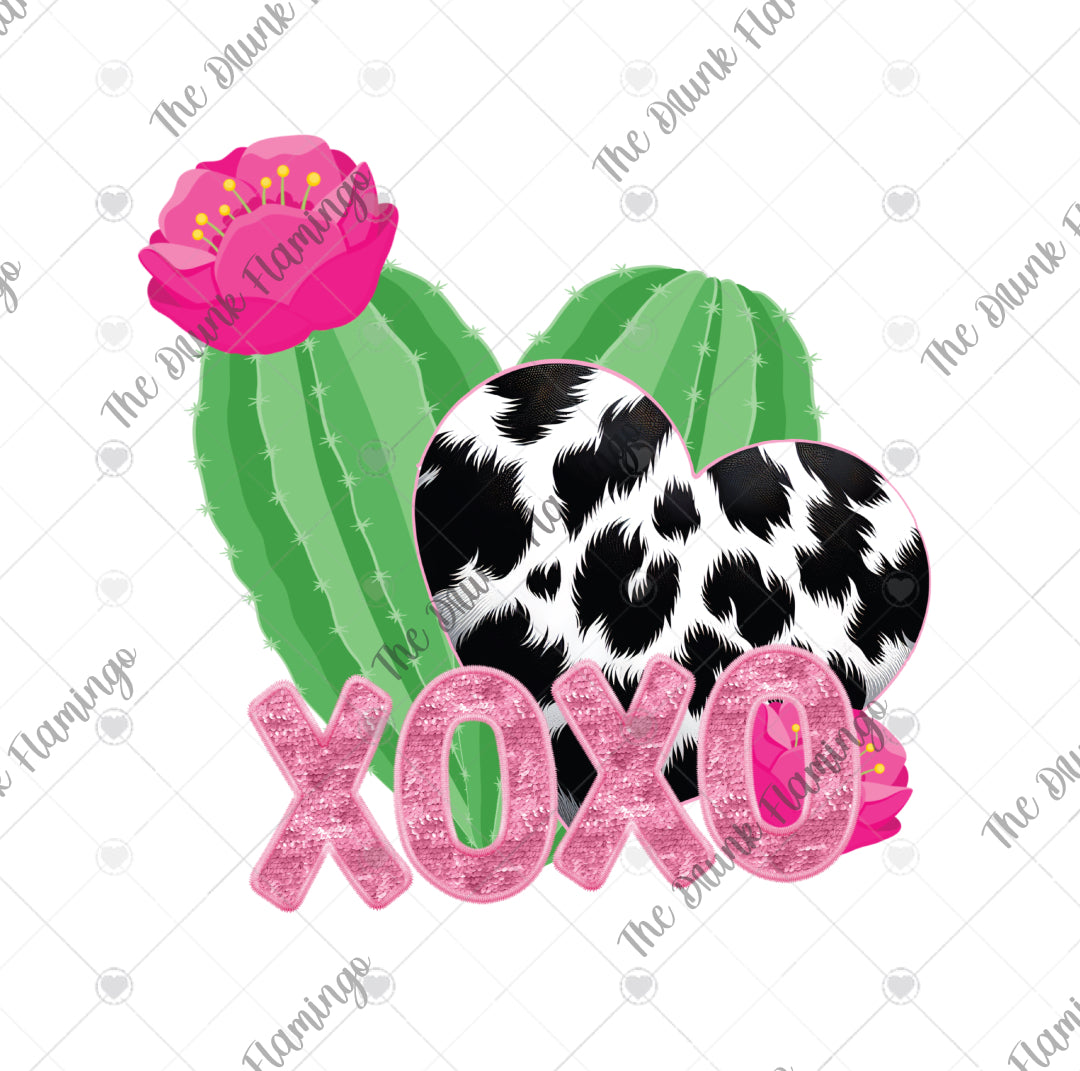 134- Cow & Cactus Hearts WHITE DECAL