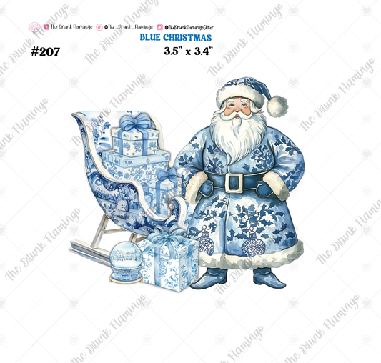 207- Blue Christmas White decal