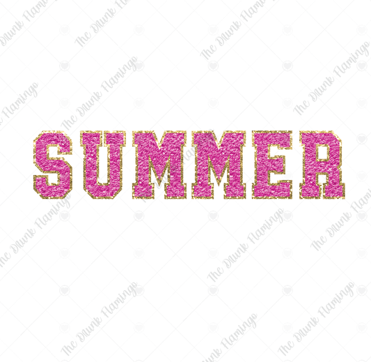 156- SUMMER Chenille patch WHITE decal
