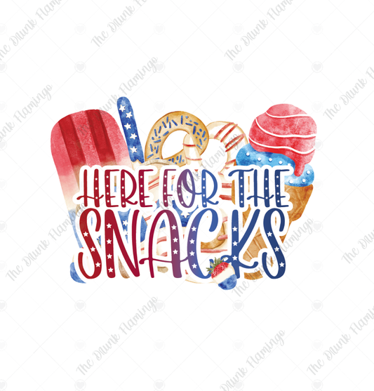 176- Here For The Snacks (Patriotic) WHITE decal