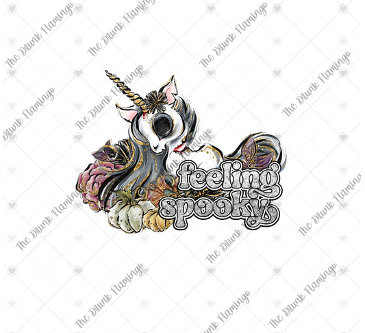 99- Feeling Spooky Unicorn WHITE decal