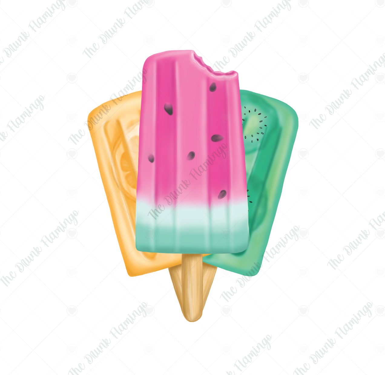 164- popsicle trio WHITE decal