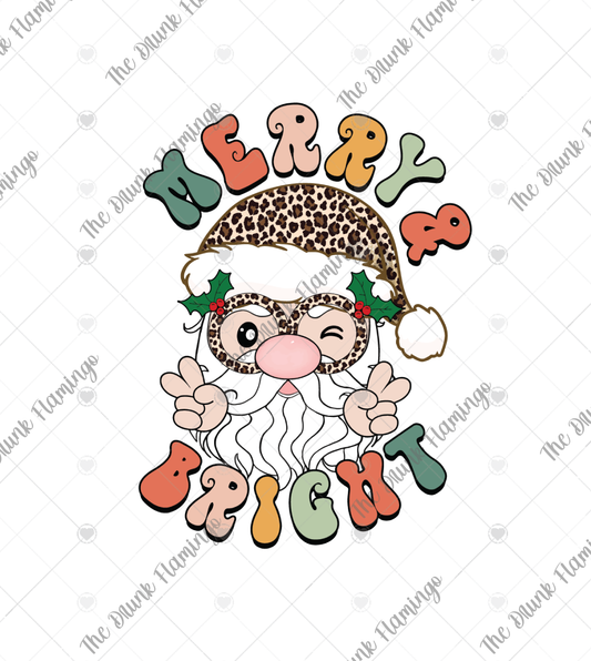 83- merry and bright WHITE backed decal