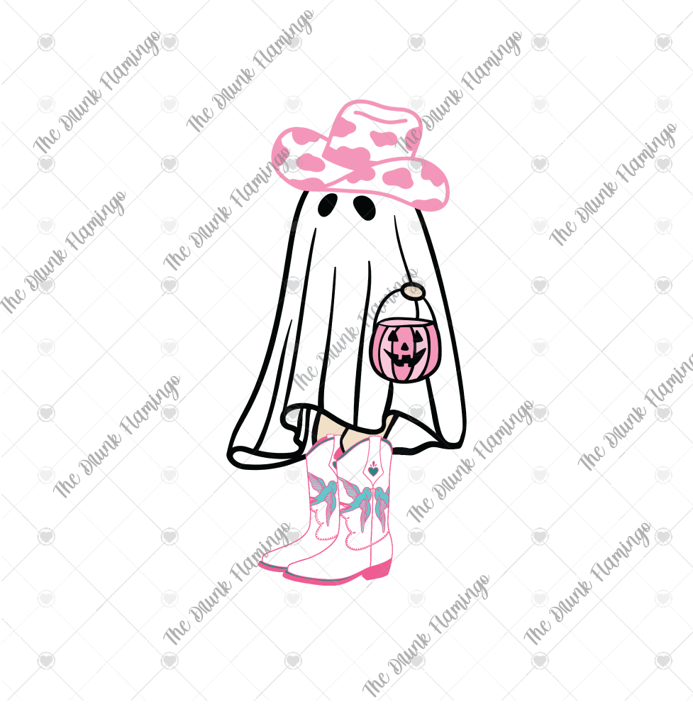 78- Cowgirl ghost WHITE backed decal
