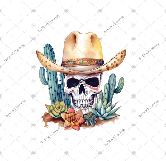 54- Cacti Cowboy WHITE backed decal