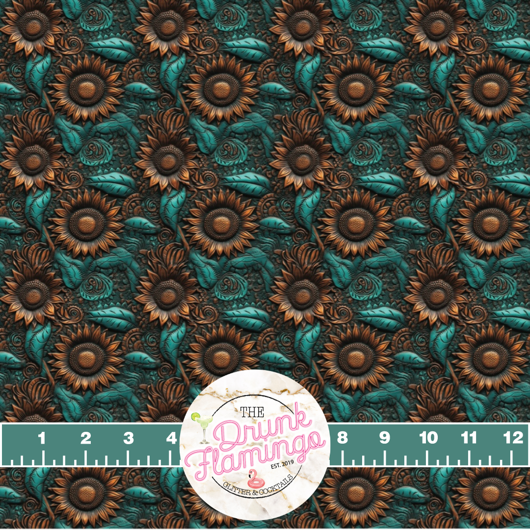 17- Teal Sunflower Leather