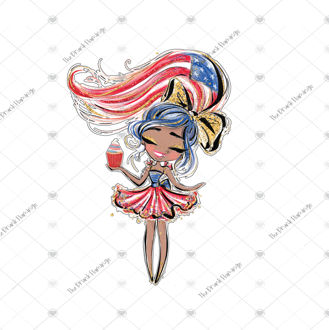 46-Patriotic Girl 2 WHITE backed decal
