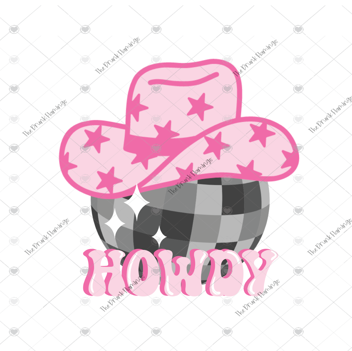 67- Howdy Disco Ball WHITE backed decal