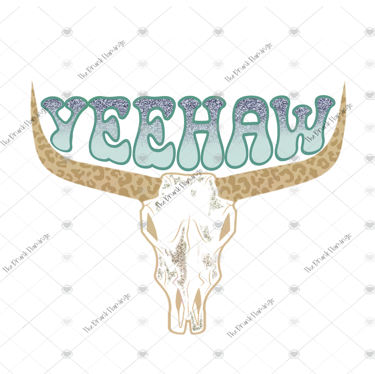 69- YEEHAW Blue WHITE backed decal