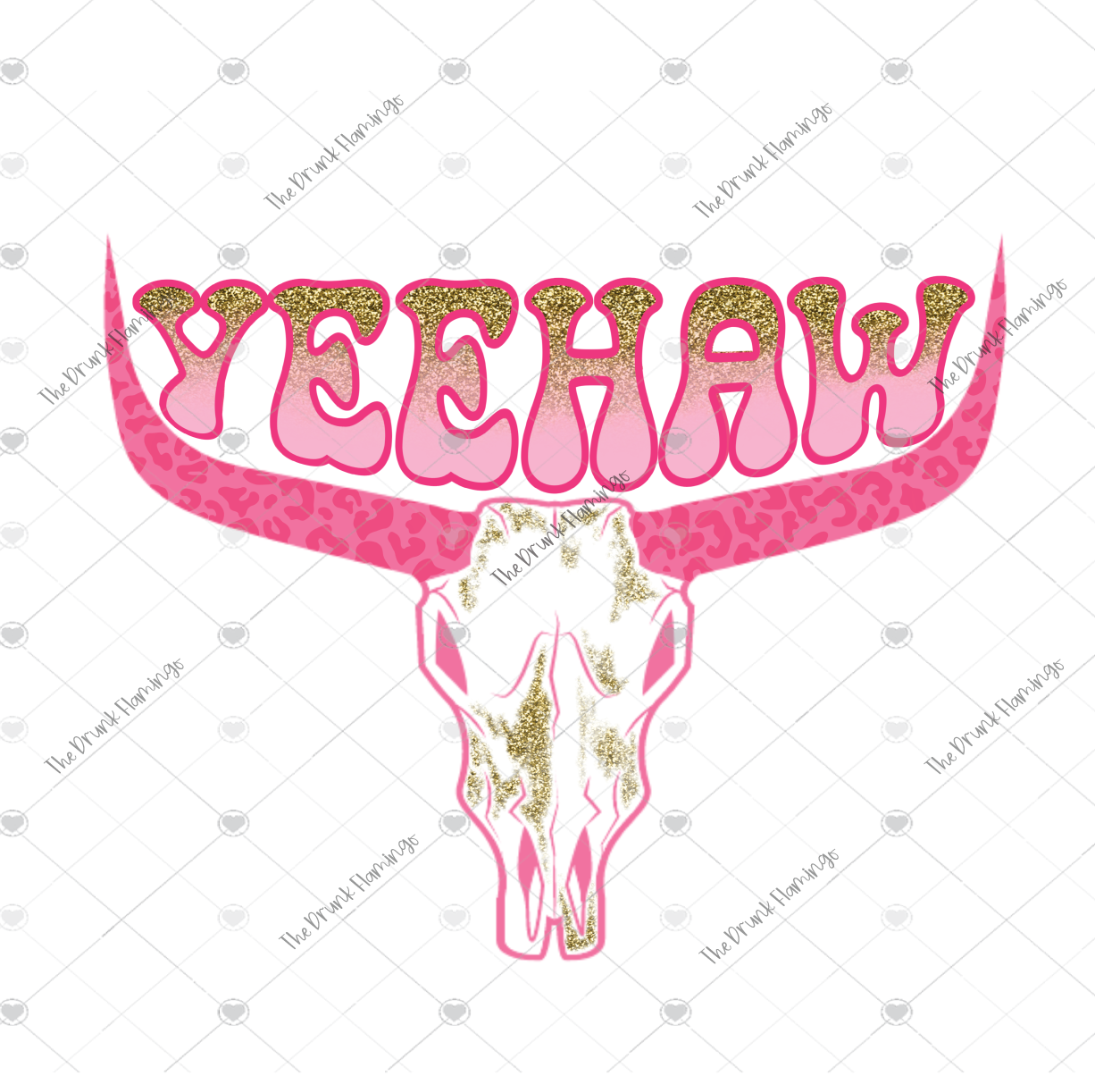 68- YEEHAW Pink WHITE backed decal