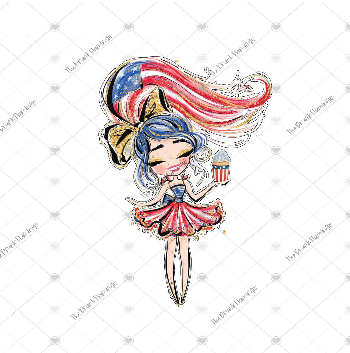 45-Patriotic Girl 1 WHITE backed decal