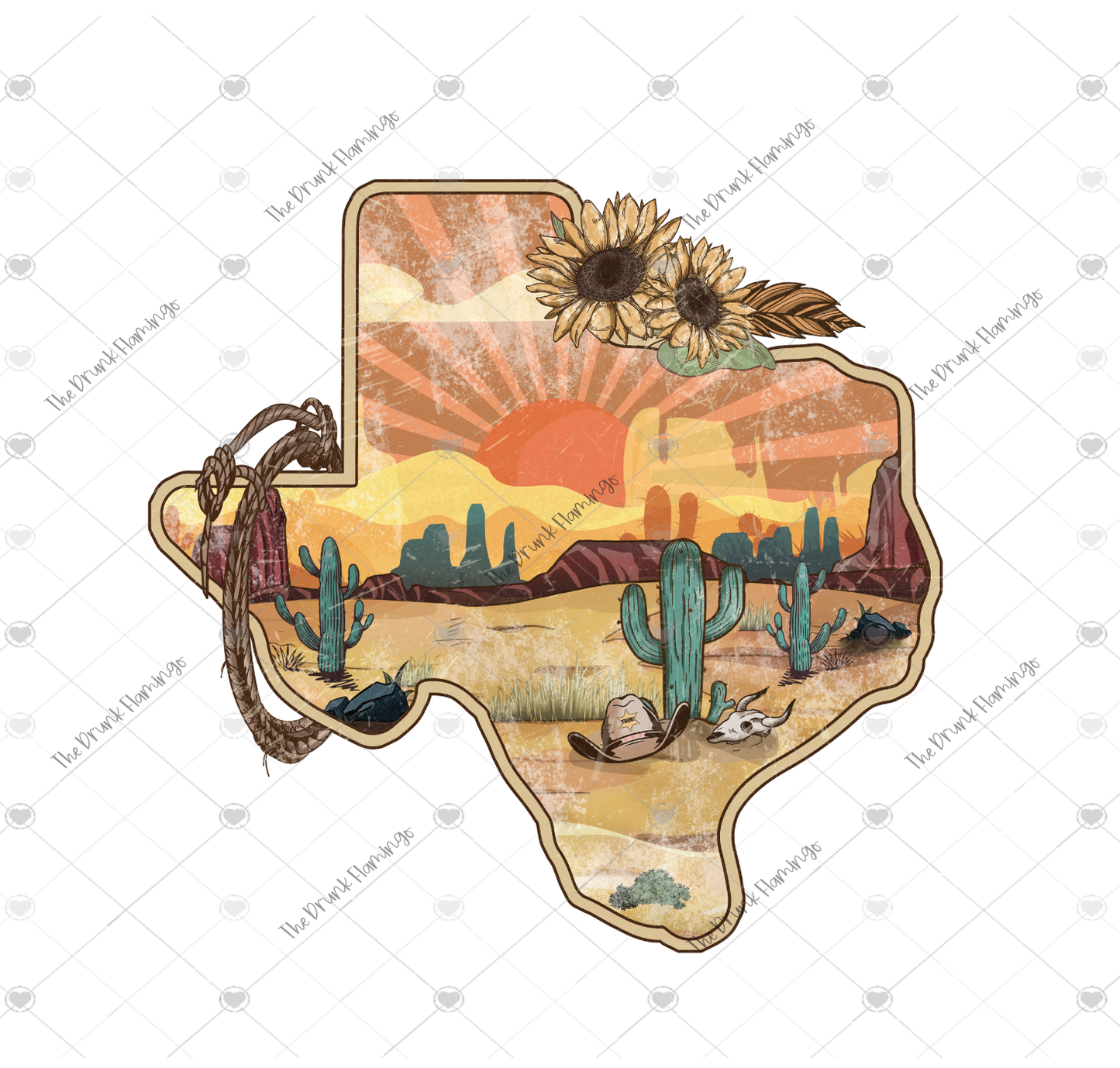 58- Texas Sunset WHITE backed decal
