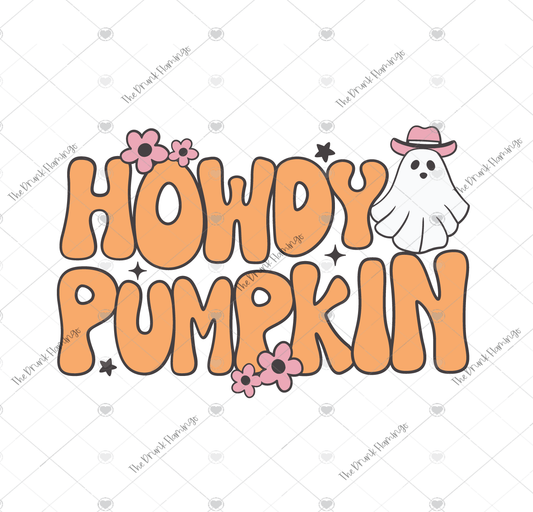 73- Howdy Pumpkin Ghost WHITE backed decal