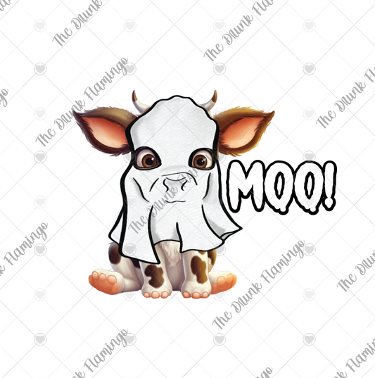 76-MOO!  WHITE backed decal