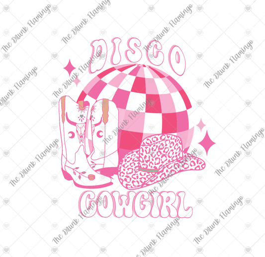 66- Disco Cowgirl WHITE backed decal