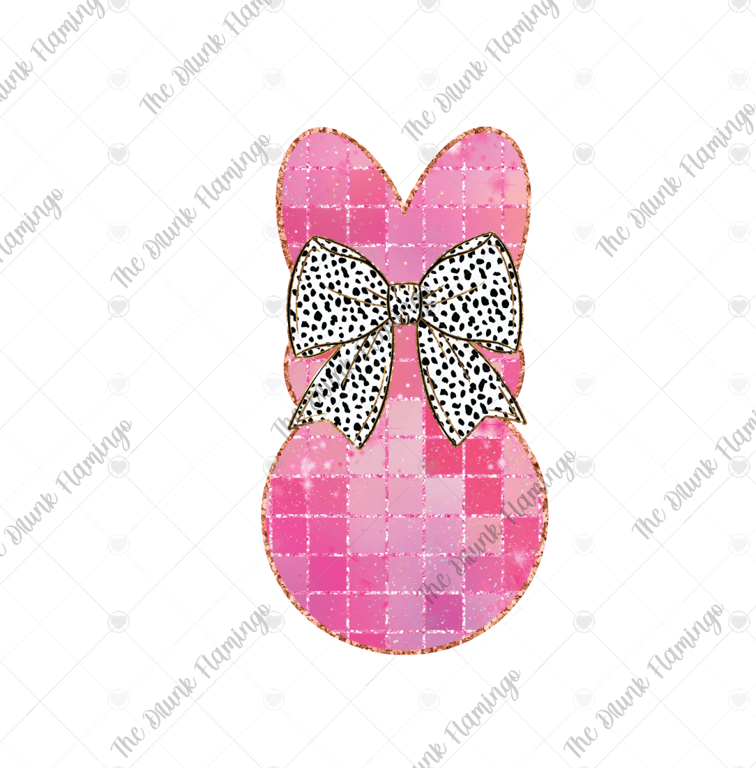 224 - Disco Bunny Marshmallow White Decal