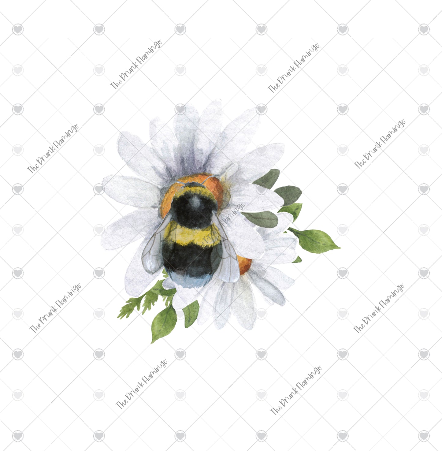 26- Bee and Daisies- White Backed Decal